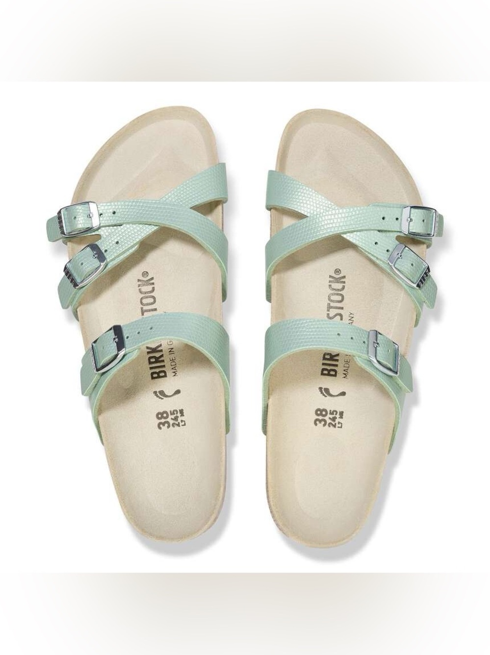 Birkenstock Franca  Women's Mint Green Triple-Strap Sandals euro 36 or 6.5 to 7